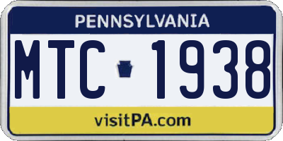 PA license plate MTC1938
