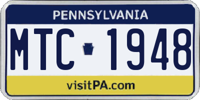 PA license plate MTC1948