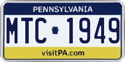 PA license plate MTC1949