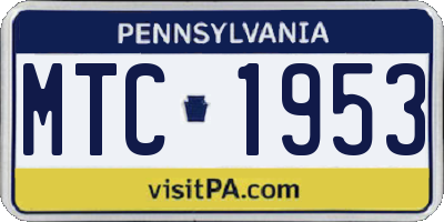 PA license plate MTC1953