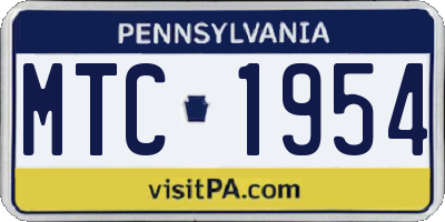 PA license plate MTC1954