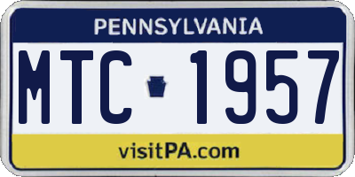 PA license plate MTC1957