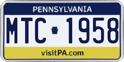 PA license plate MTC1958