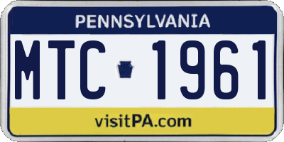 PA license plate MTC1961