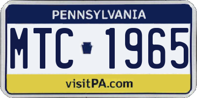 PA license plate MTC1965