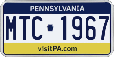 PA license plate MTC1967