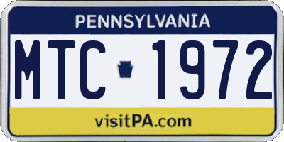 PA license plate MTC1972