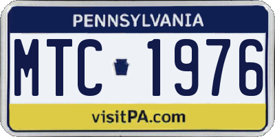 PA license plate MTC1976