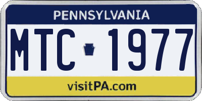 PA license plate MTC1977