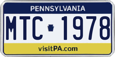 PA license plate MTC1978
