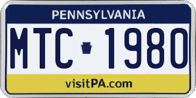 PA license plate MTC1980