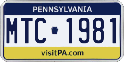 PA license plate MTC1981