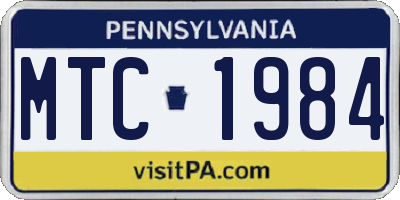 PA license plate MTC1984