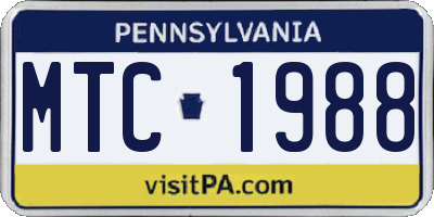 PA license plate MTC1988