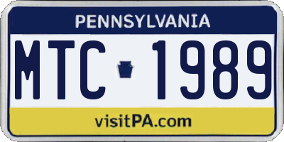 PA license plate MTC1989