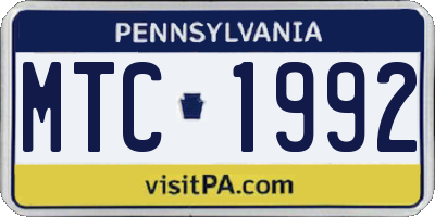 PA license plate MTC1992