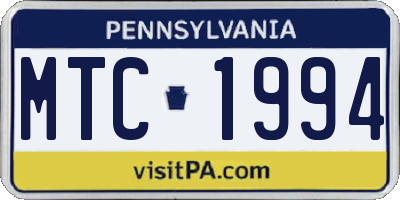 PA license plate MTC1994