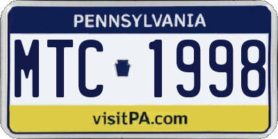 PA license plate MTC1998