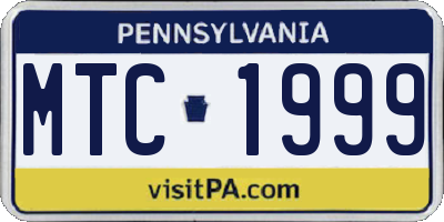 PA license plate MTC1999