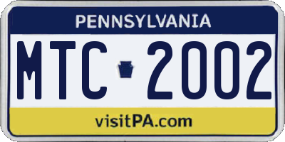 PA license plate MTC2002