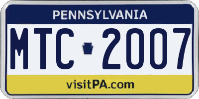PA license plate MTC2007