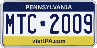 PA license plate MTC2009