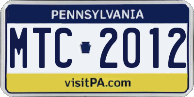 PA license plate MTC2012
