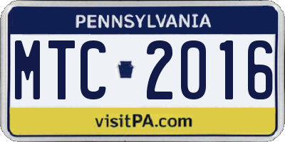 PA license plate MTC2016