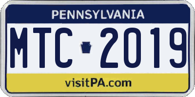 PA license plate MTC2019