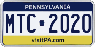 PA license plate MTC2020