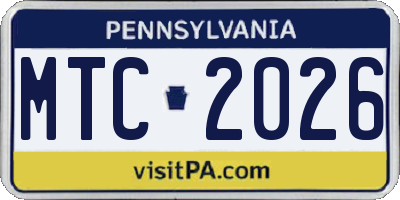 PA license plate MTC2026