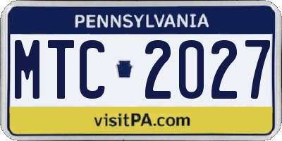 PA license plate MTC2027