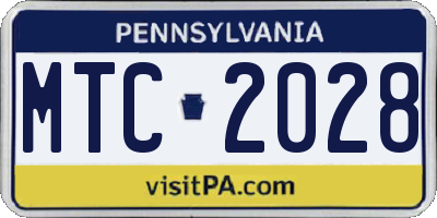 PA license plate MTC2028