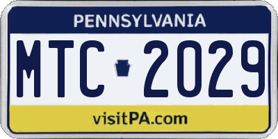 PA license plate MTC2029