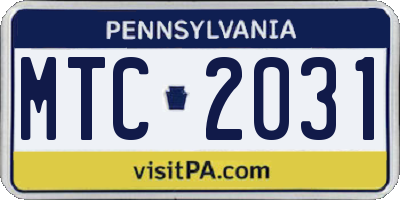 PA license plate MTC2031