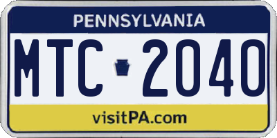 PA license plate MTC2040
