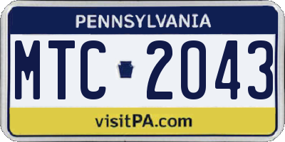 PA license plate MTC2043