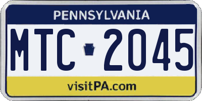 PA license plate MTC2045