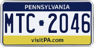 PA license plate MTC2046