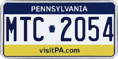 PA license plate MTC2054
