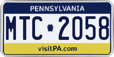 PA license plate MTC2058