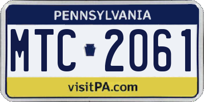 PA license plate MTC2061