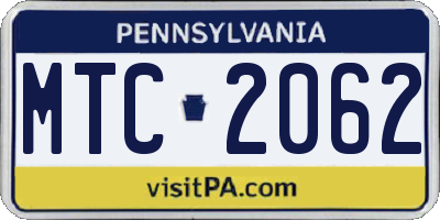 PA license plate MTC2062