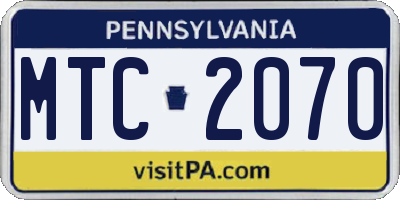 PA license plate MTC2070