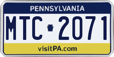 PA license plate MTC2071