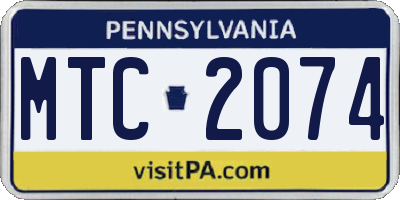 PA license plate MTC2074