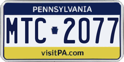 PA license plate MTC2077