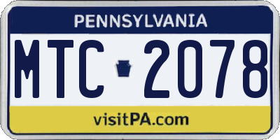 PA license plate MTC2078