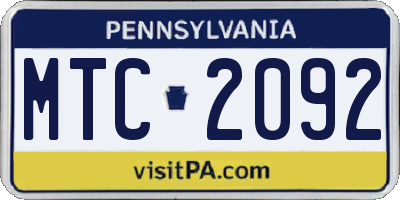 PA license plate MTC2092
