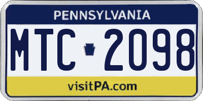 PA license plate MTC2098